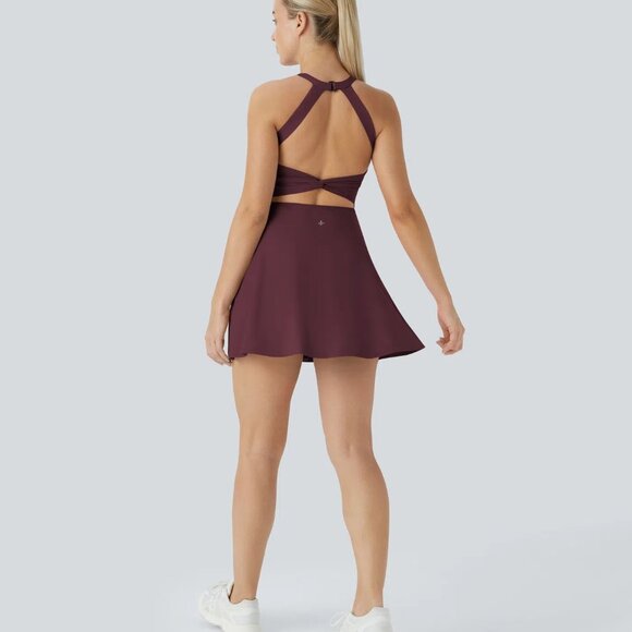 Halara Backless Twisted Dance Active Dress with Shorts Medium NWOT - Picture 2 of 14